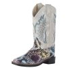 Boots * | Old West Children'S Multi Colored Snake Print Cream Shaft Boot