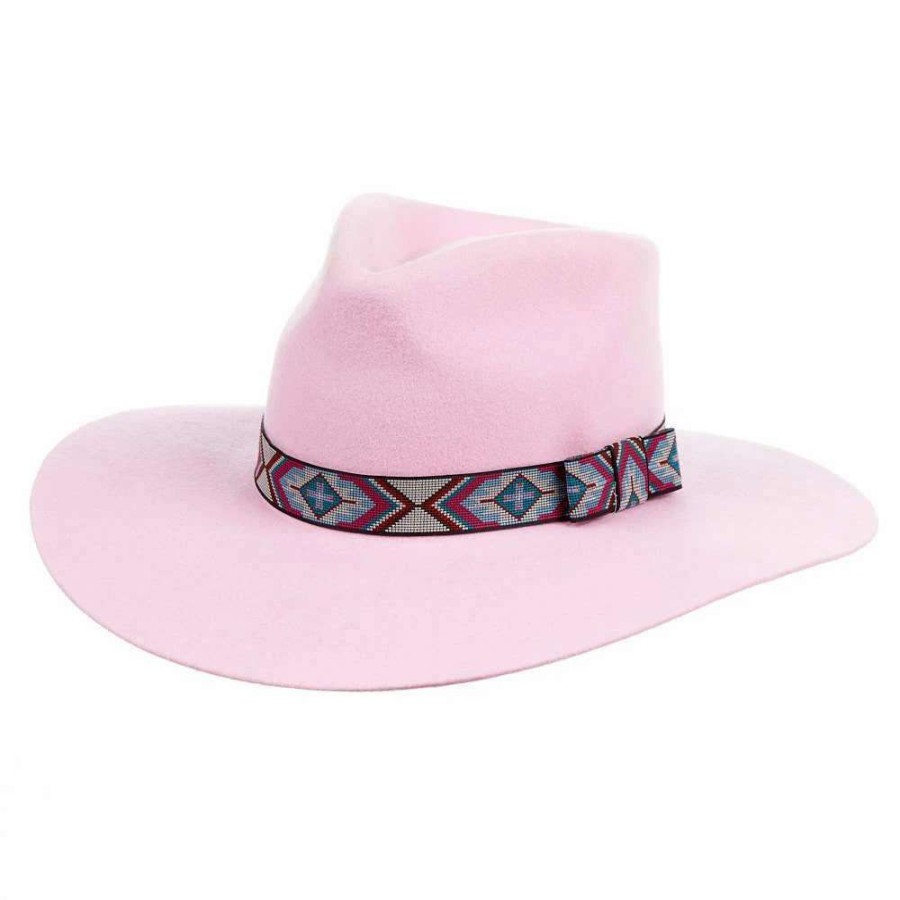 Kids' Cowboy Hats * | Mf Western Products M&F Girls Pinch Front Pink Fashion Hat 3 1/2` Brim