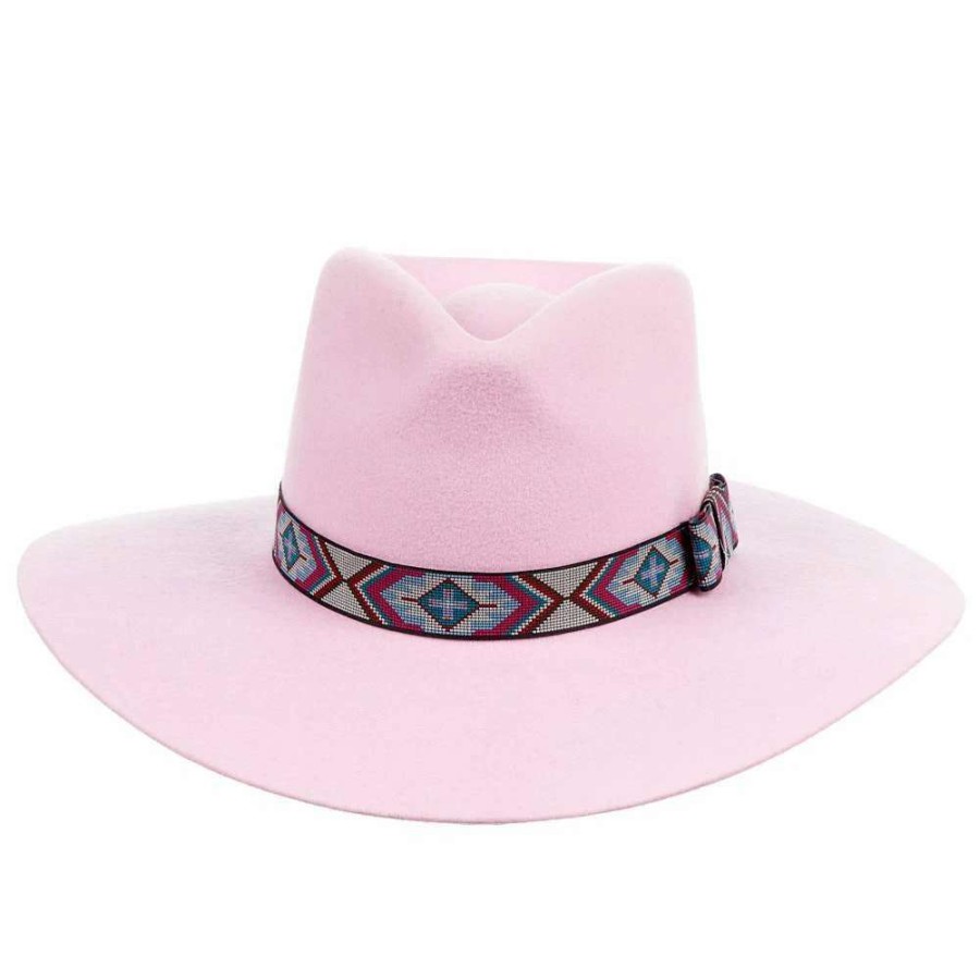 Kids' Cowboy Hats * | Mf Western Products M&F Girls Pinch Front Pink Fashion Hat 3 1/2` Brim