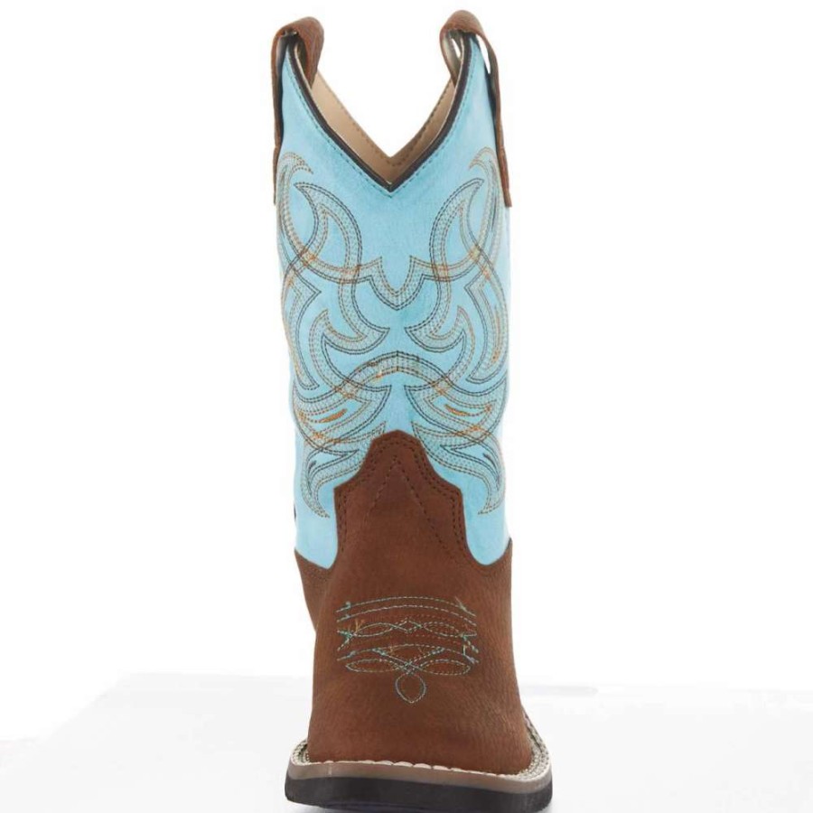 Boots * | Old West Children'S Brown Foot Teal Top Cowboy Boot