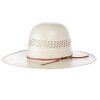 Straw Cowboy Hats * | American Hats Ahc 7700 Fancy Vent With Two Tone Ivory And Tan 4 1/4In. Brim Round Oval Open Crown Cowboy Hat