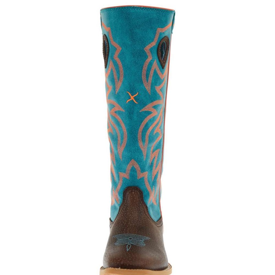 Boots * | Twisted X Youth Dark Chocolate And Electric Turquoise Buckaroo Boot