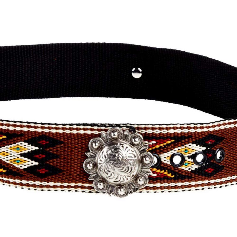 Hat Care & Accessories * | Rodeo King Brown Woven Hat Band With Silver Concho Closure