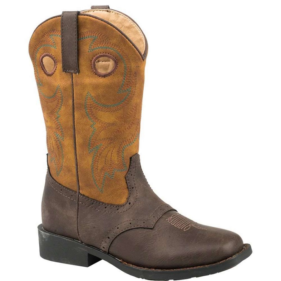 Boots * | Roper Footwear Kids Tumbled Brown Vamp With Saddle Vamp Boot