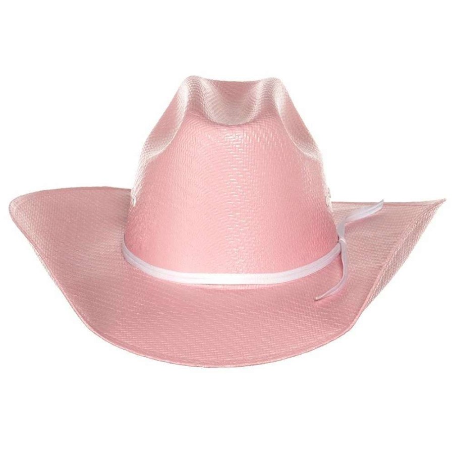 Kids' Cowboy Hats * | Mf Western Products Youth M+F Twister Pink Cattlemans Crease Straw Hat