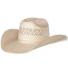 Straw Cowboy Hats * | American Hats American Hat Co Two Tone Vented Ivory And Tan Rancher Crease Straw Hat