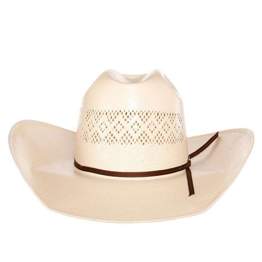 Straw Cowboy Hats * | American Hats Fancy Vent Ivory 4 1/4In. Brim Chocolate Cord Straw Hat