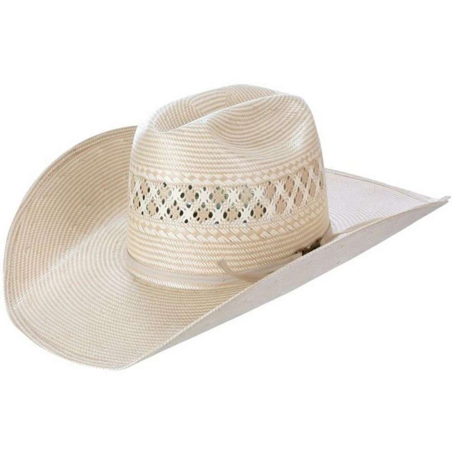 Straw Cowboy Hats * | American Hats Two-Toned Vented Tan And Ivory Straw Cowboy Hat