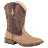 Boots * | Roper Footwear Kids Tan Embossed Caiman Print Cowboy Boot