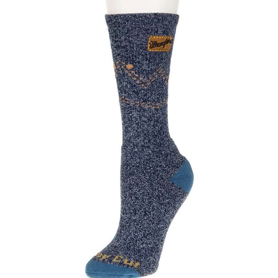 Boots * | For Bare Feet Men'S Blue Jean Wrangler Patch Boot Sock