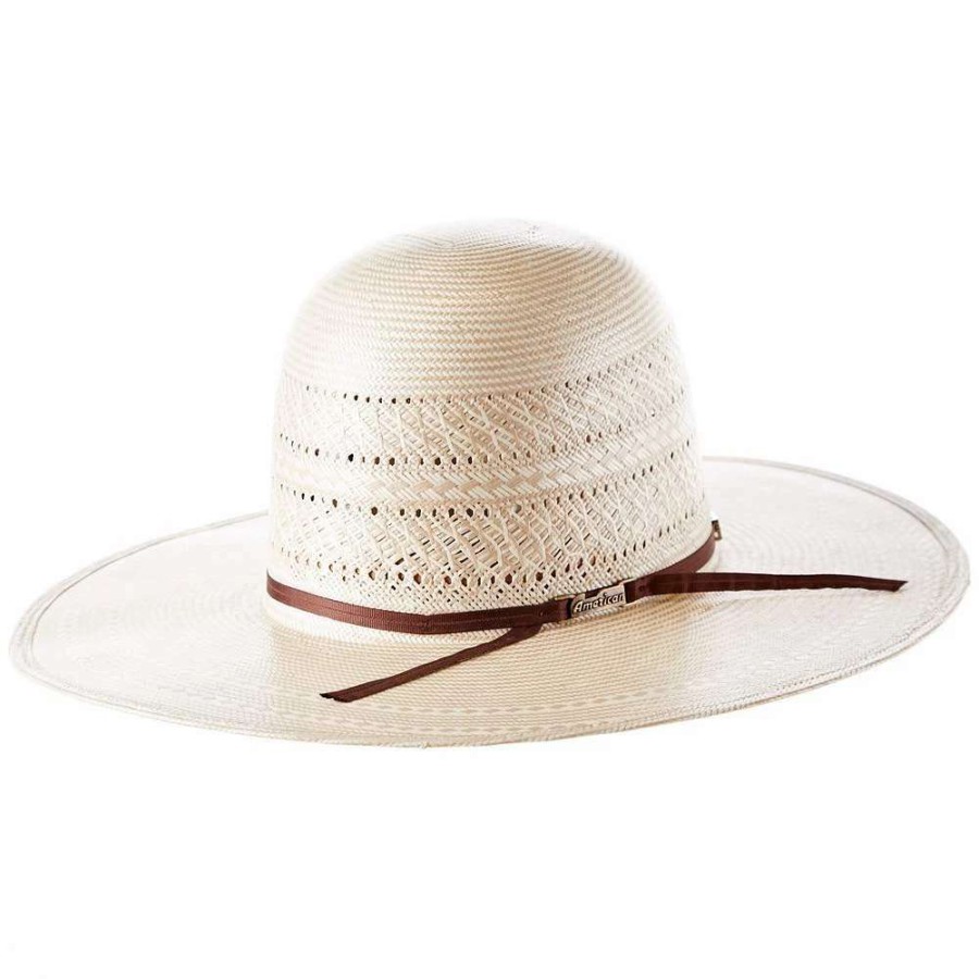 Straw Cowboy Hats * | American Hats Ahc Tc8910 2 Cord Chocolate Band 4 1/4In. Brim Open Crown Straw Cowboy Hat