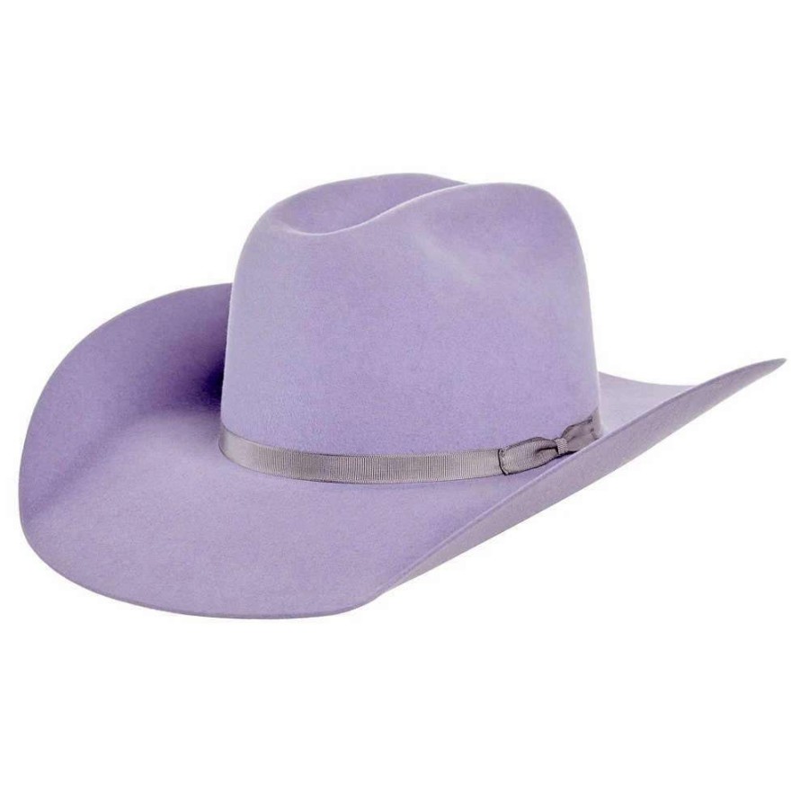 Felt Cowboy Hats * | Rodeo King 7X Lilac Grey Ribbon Band 4In. Brim Felt Cowboy Hat