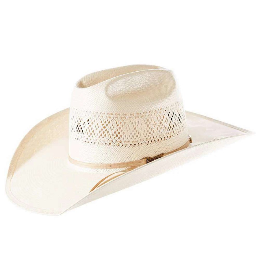 Straw Cowboy Hats * | American Hats Ahc Jc4200 2 Cord Champagne Band 4 1/4In. Brim Open Crown Straw Cowboy Hat