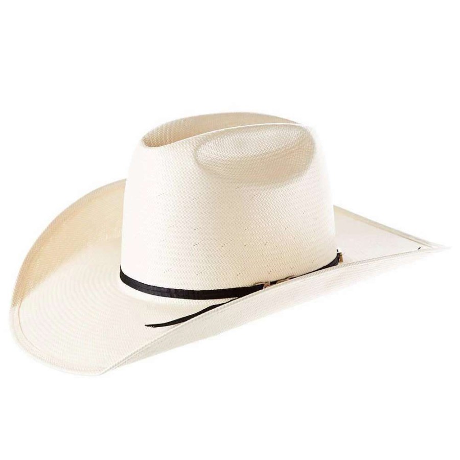 Straw Cowboy Hats * | American Hats Ahc 5604 2 Cord Black Band 4In. Brim Open Crown Straw Cowboy Hat