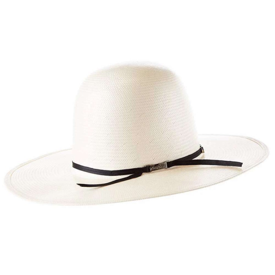 Straw Cowboy Hats * | American Hats Ahc 5604 2 Cord Black Band 4In. Brim Open Crown Straw Cowboy Hat