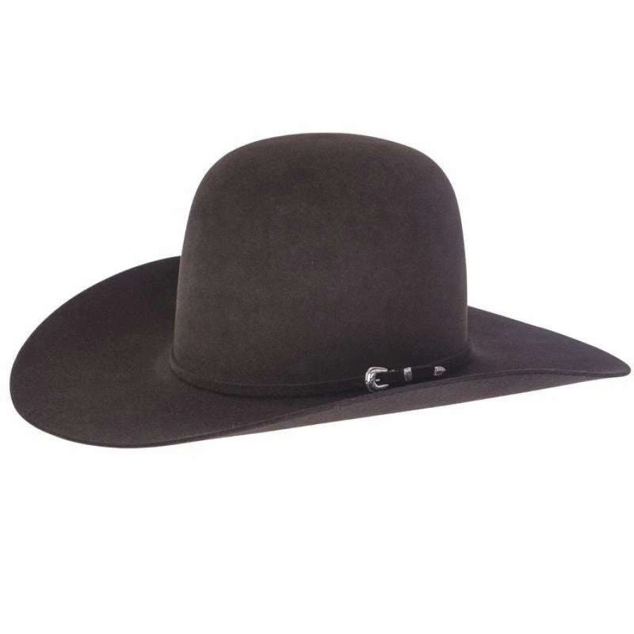 Felt Cowboy Hats * | Rodeo King 7X Black Open Crown Felt Cowboy Hat