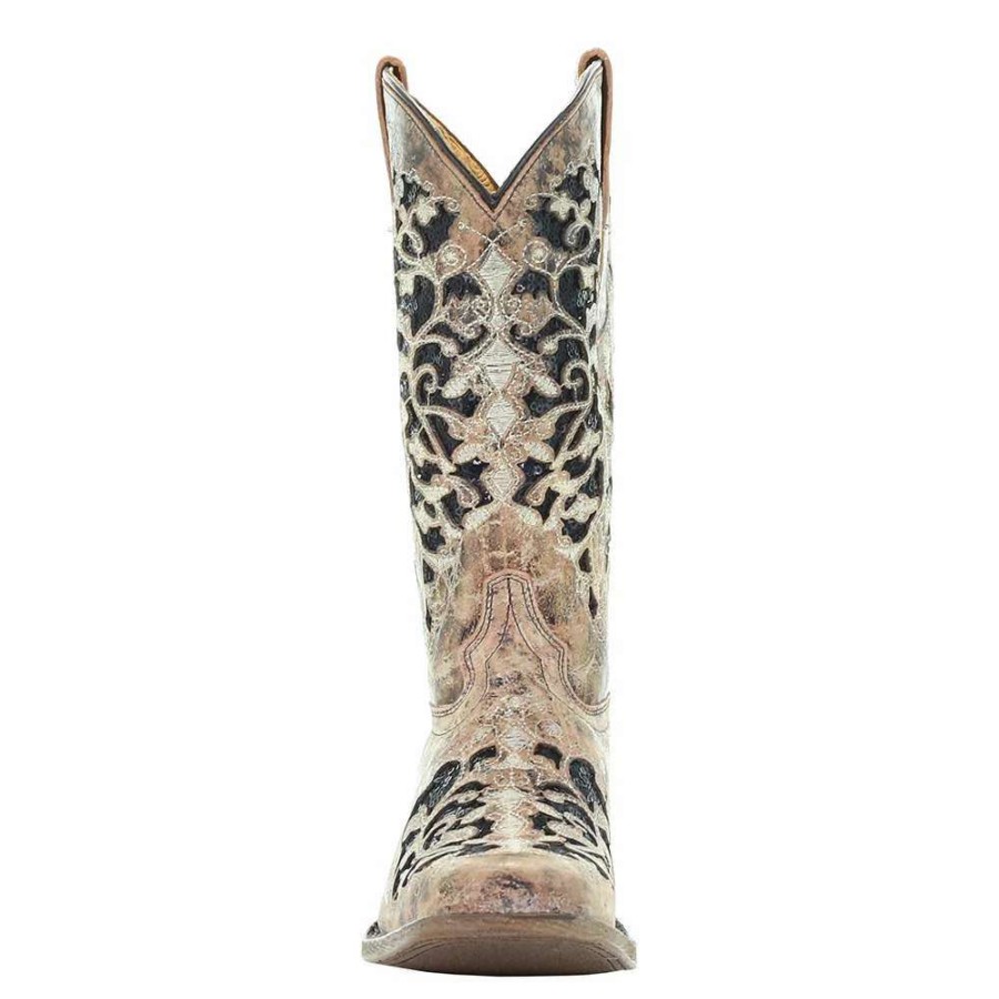 Boots * | Corral Kids Bronze Black Glitter Inlay Cowboy Boot