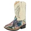 Boots * | Old West Toddlers Multi Colored Snake Print Cream Shaft Boot