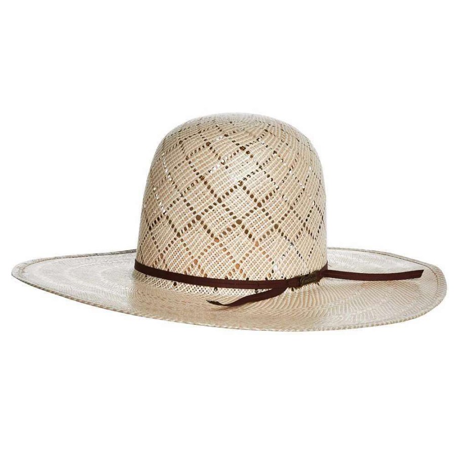 Straw Cowboy Hats * | American Hats 5050 Sand Patchwork 4 1/4In Brim Open Crown Straw Cowboy Hat