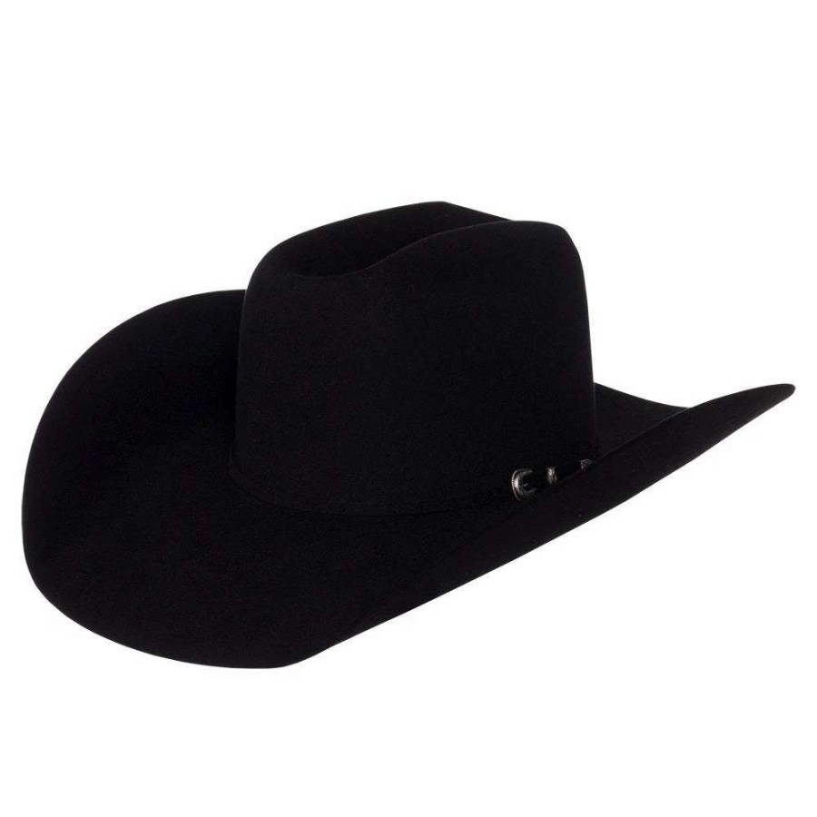 Felt Cowboy Hats * | Rodeo King 5X Black Open Crown Felt Cowboy Hat