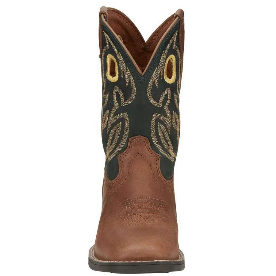 Boots * | Justin Boots Youth Bowline Junior Whiskey Brown Kids Cowboy Boots