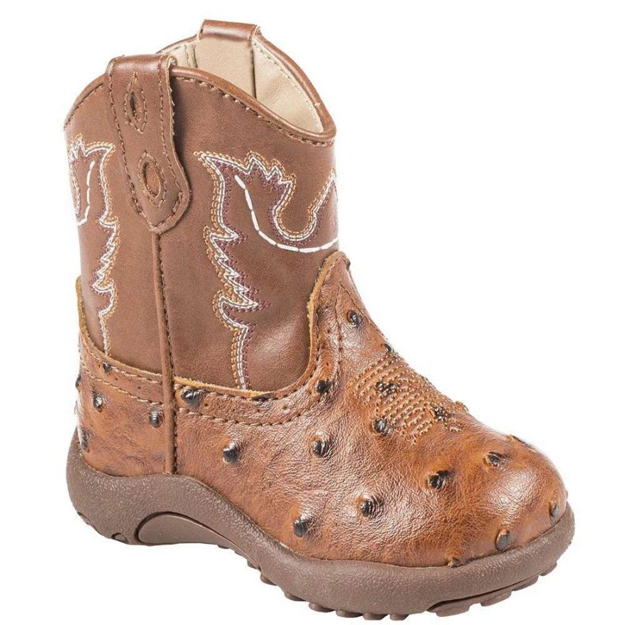 Boots * | Roper Footwear Infant Tan Faux Ostrich Cowbabies