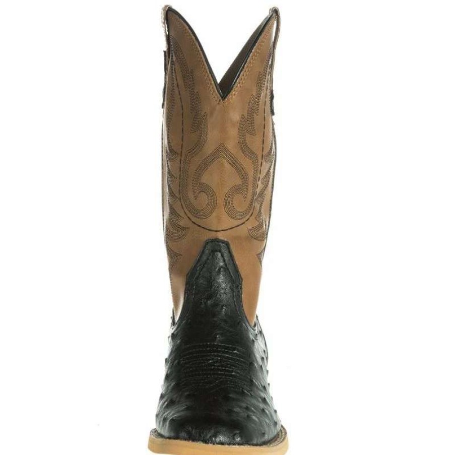 Boots * | Roper Youth Black Ostrich Print Cowboy Boots