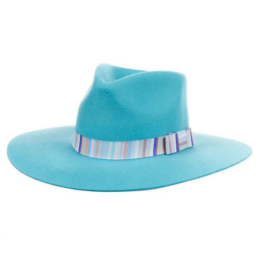 Kids' Cowboy Hats * | Mf Western Products M&F Girls Pinch Front Turquoise Fashion Hat 3 1/2` Brim