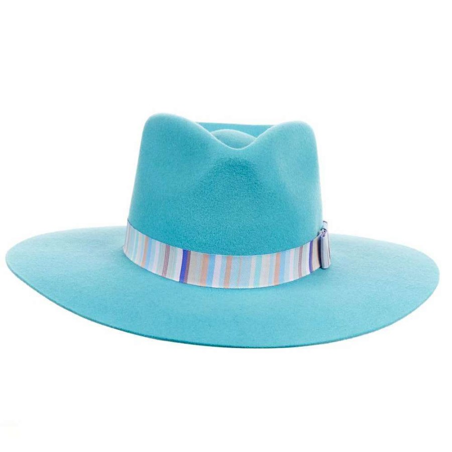 Kids' Cowboy Hats * | Mf Western Products M&F Girls Pinch Front Turquoise Fashion Hat 3 1/2` Brim