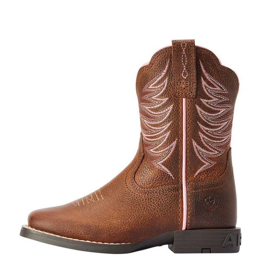 Boots * | Ariat Kids Rowdy Brown Firecatcher Cowboy Boot