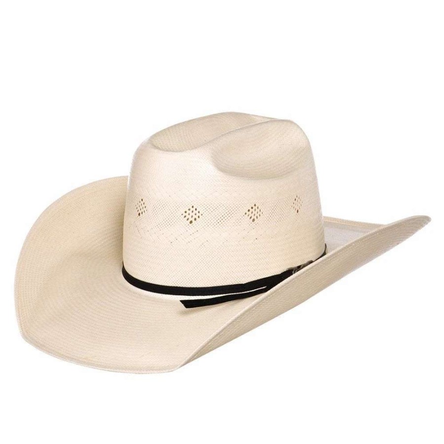 Straw Cowboy Hats * | American Hats Fancy Vent Ivory Black 4-1/4In. Brim Round Oval Straw Cowboy Hat