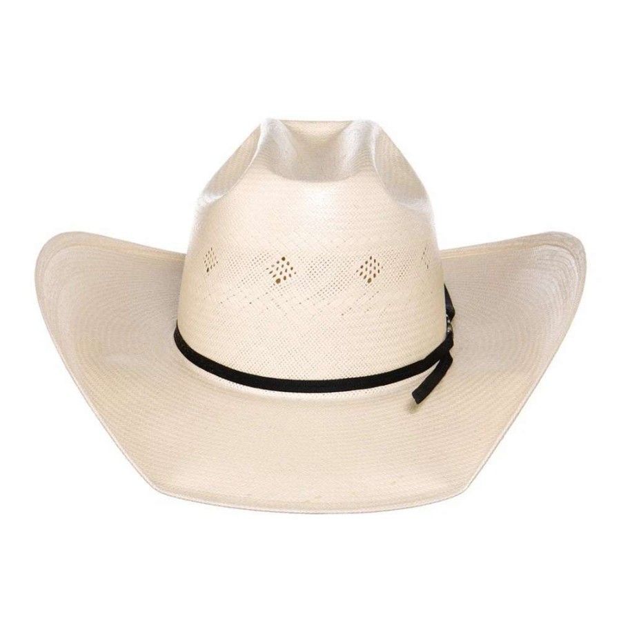 Straw Cowboy Hats * | American Hats Fancy Vent Ivory Black 4-1/4In. Brim Round Oval Straw Cowboy Hat