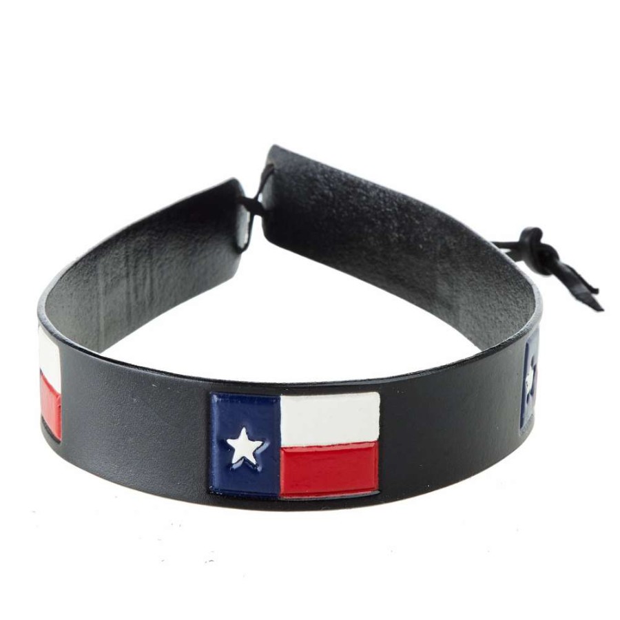 Hat Care & Accessories * | Austin Accent, Inc. Austin Accent Inc. Leather Texas Flag Hat Band