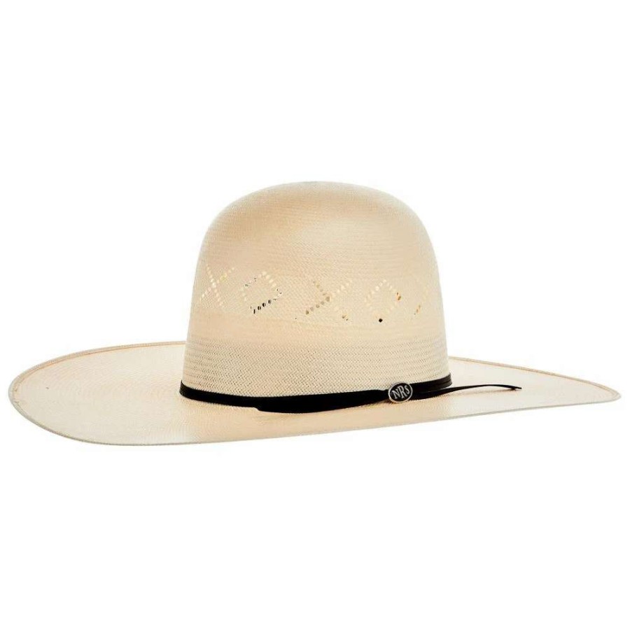 Straw Cowboy Hats * | Mf Western Products Nrs 20X Fancy Vent Ivory Shantung 5 Inch Brim Open Crown Straw Cowboy Hat