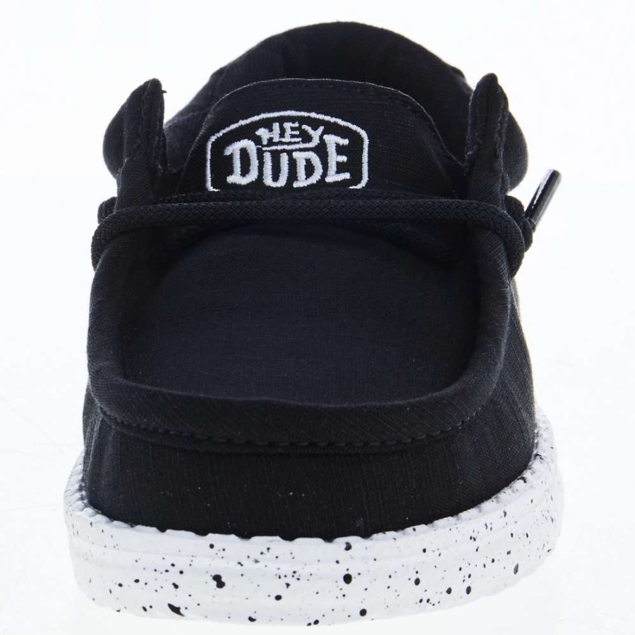 Boots * | Heydude Toddler Hey Dude Wally Slub Black Canvas Casual Shoe