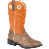 Boots * | Roper Footwear Kids Distressed Brown Vamp Orange Shaft With Zig Zag Boot