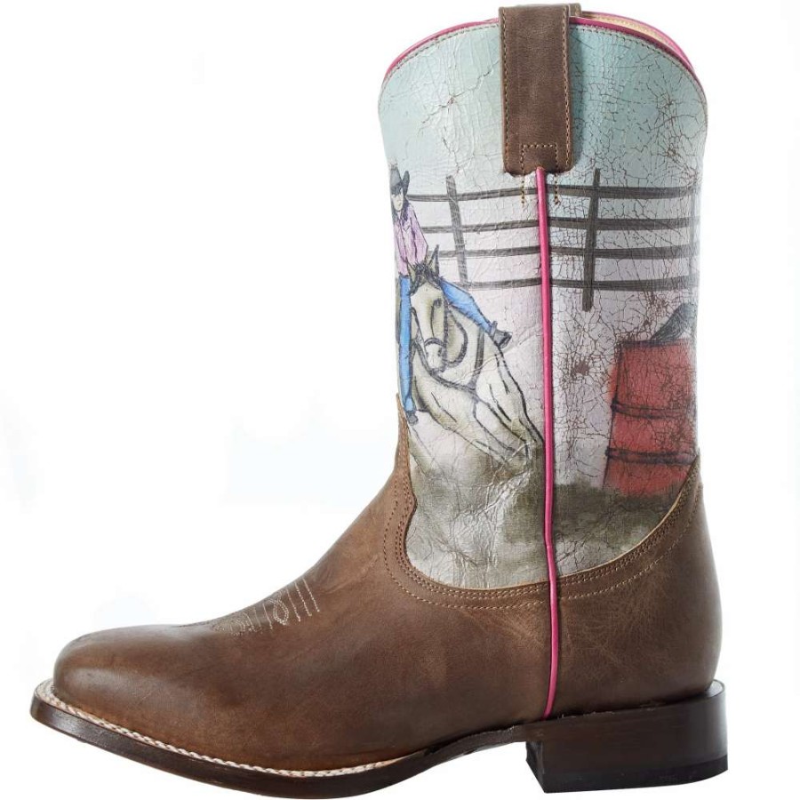 Boots * | Roper Youth Barrel Racer Square Toe Cowgirl Boot