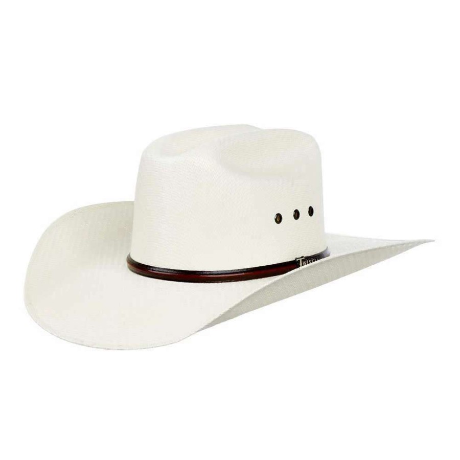 Straw Cowboy Hats * | Mf Western Products Twister 5X Natural 4In. Brim With Eyelets Straw Cowboy Hat