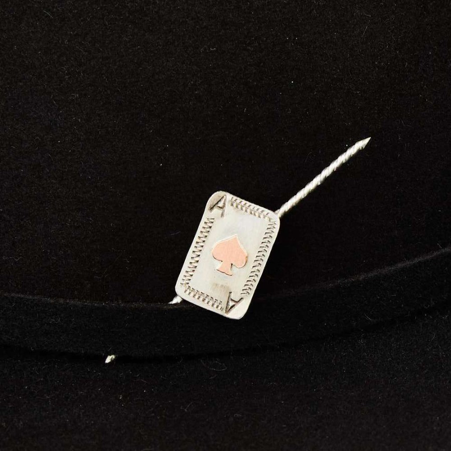 Hat Care & Accessories * | T5 Silver Ace Playing Card Double Ended Toothpick And Hat Accessory