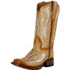 Boots * | Corral Kids Tan Sparkle Inlay Square Toe Cowgirl Boot