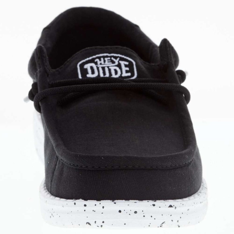 Boots * | Heydude Youth Hey Dude Wally Slub Black Canvas Casual Shoe