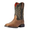 Boots * | Ariat Youth Distressed Brown Alfalfa Firecatcher Cowboy Boot