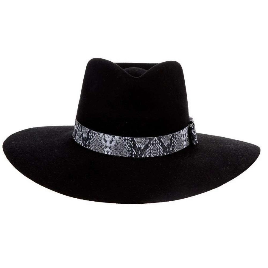 Kids' Cowboy Hats * | Mf Western Products M&F Girls Pinch Front Black Fashion Hat 3 1/2` Brim