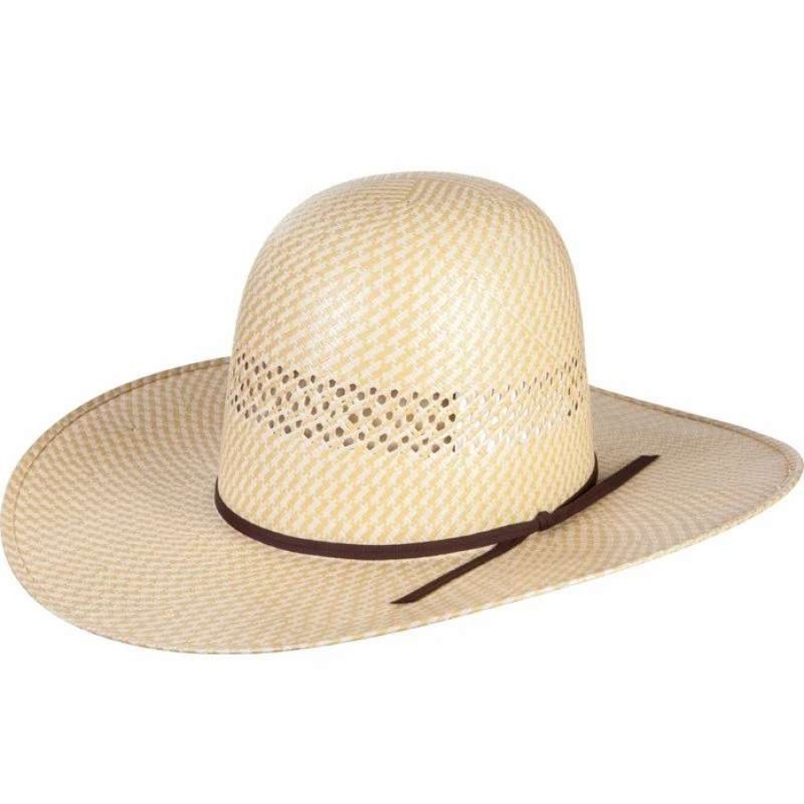 Straw Cowboy Hats * | Rodeo King 2-Tone Herringone Open Crown Rodeo King Straw Hat