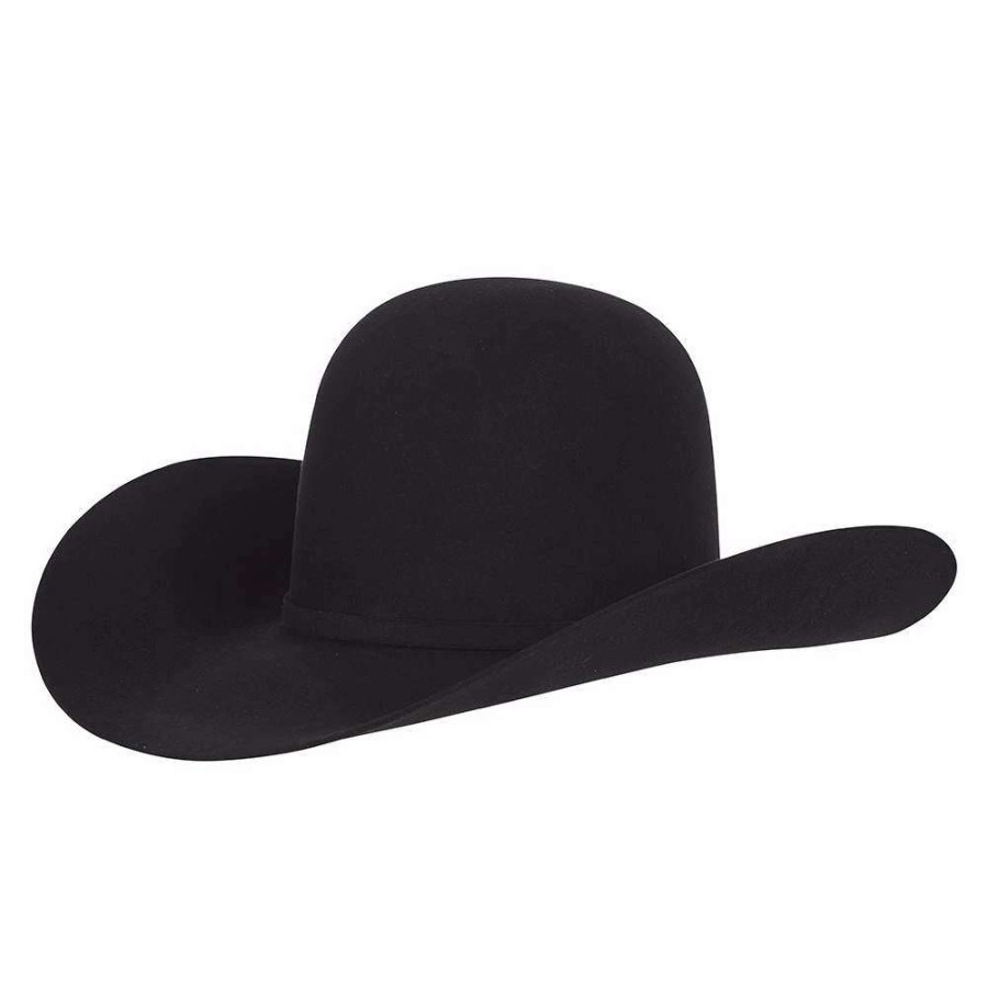 Felt Cowboy Hats * | American Hats 10X Black Open Crown Felt Cowboy Hat