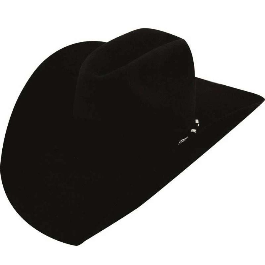 Felt Cowboy Hats * | American Hats 10X Black Open Crown Felt Cowboy Hat