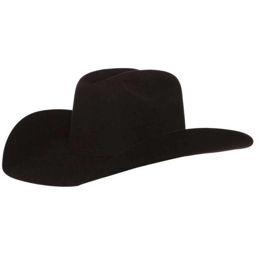 Felt Cowboy Hats * | Jw Brooks Custom Hats 100X Black 4 1/4` Brim Felt Hat