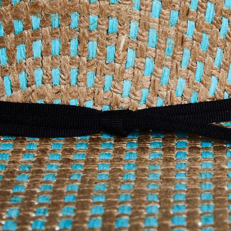 Straw Cowboy Hats * | Rodeo King Turquoise Jute Open Crown 4-1/2In. Brim Straw Cowboy Hat