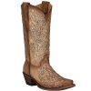 Boots * | Corral Kids Tan With Tan Glitter Inlay Snip Toe Cowgirl Boot