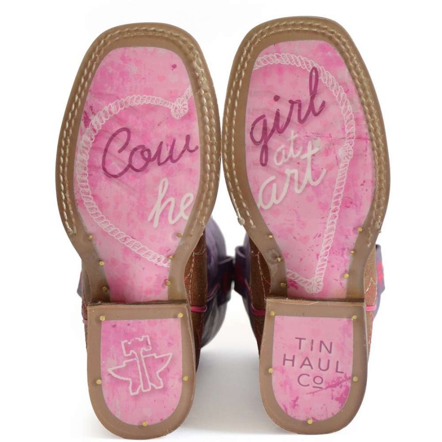 Boots * | Tin Haul Kid'S Lotta Heart With Cowgirl Heart Sole Boot